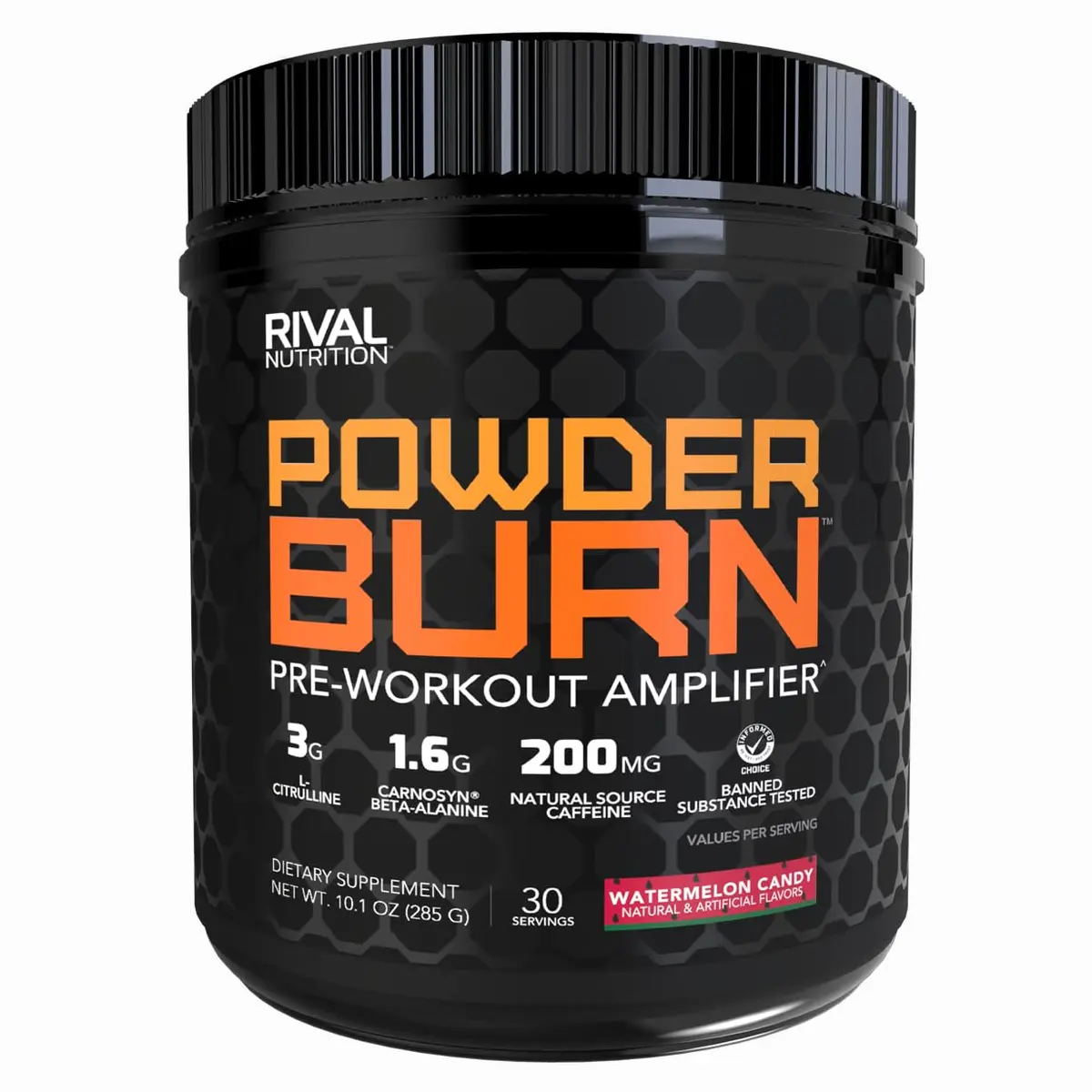 Rival Nutrition Powder Burn Pre-Workout Watermelon Candy 1.65lb | Explosive Energy & Hydration - main product image