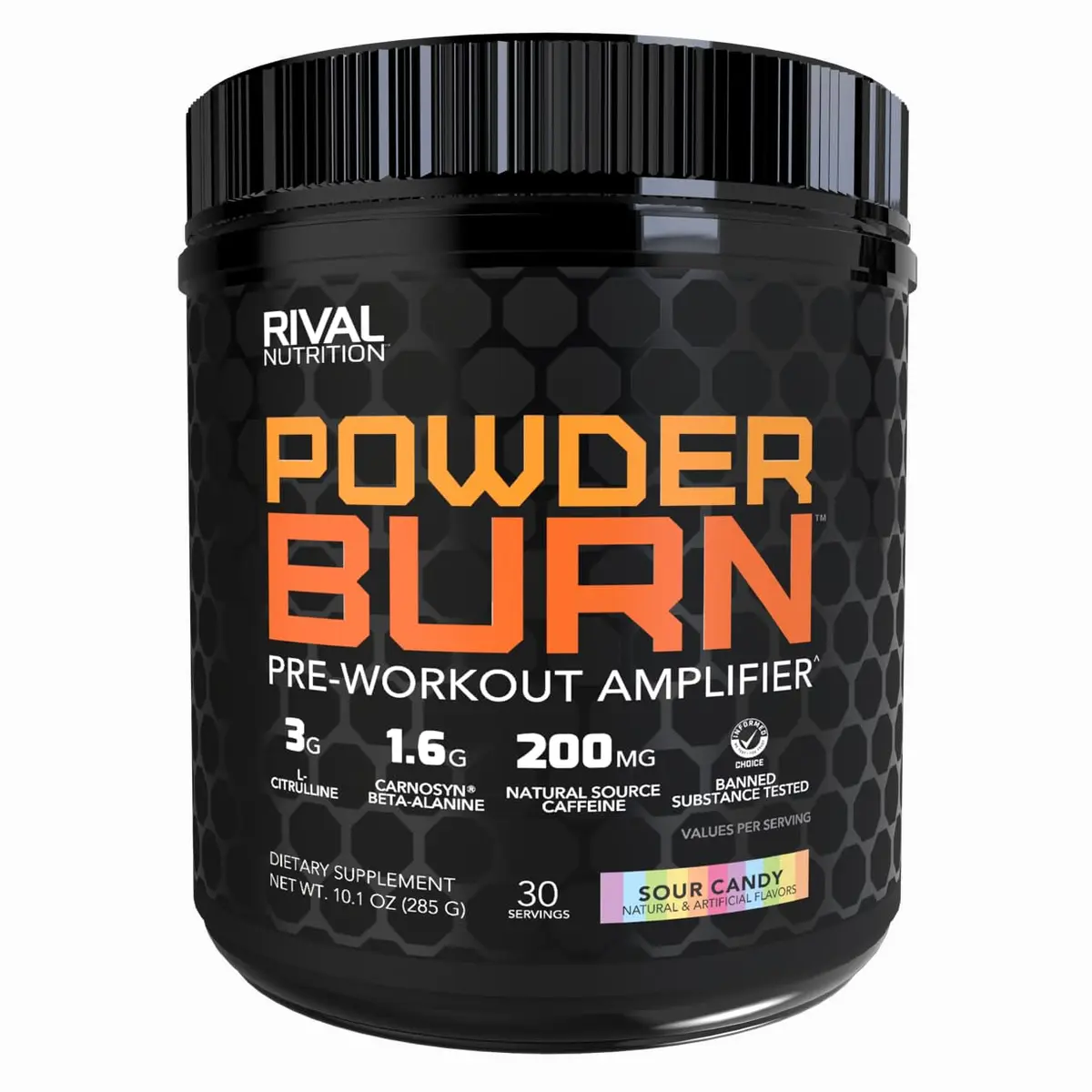 Rival Nutrition Powder Burn Pre-Workout Sour Candy 1.65 Pound | Explosive Energy & Hydration Support - main product image