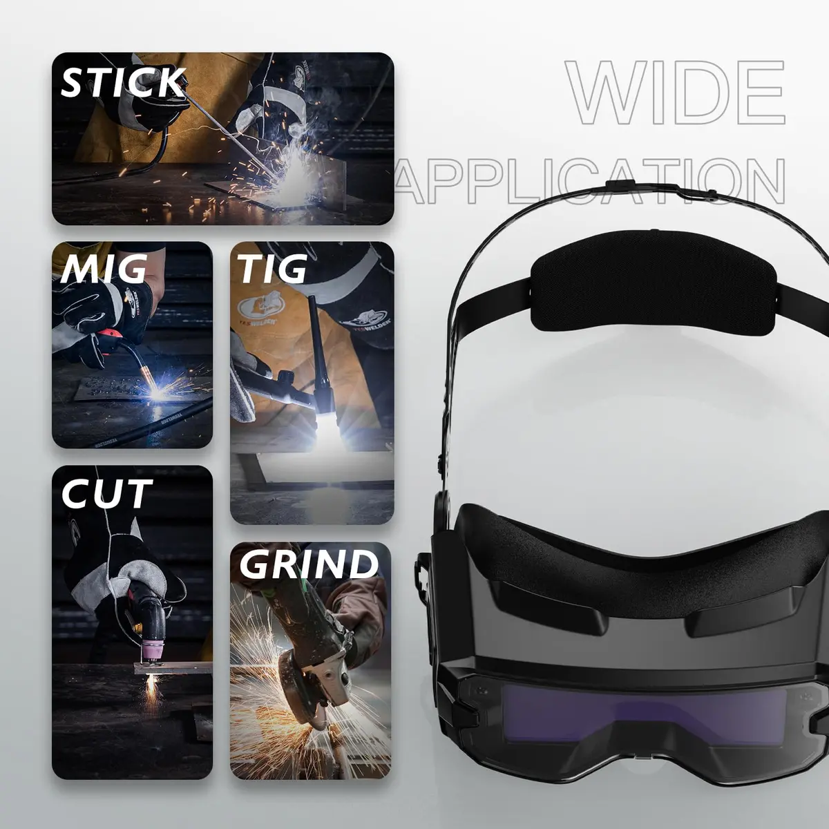 YESWELDER Welding Goggles Kit with LED Light, True Color Shade | Compact Auto-Darkening Safety Eyewear - view 7