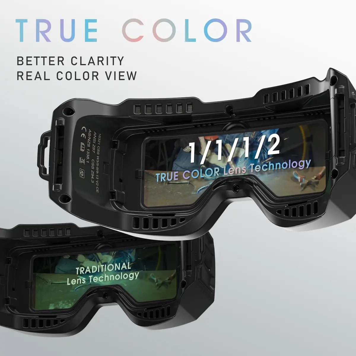 YESWELDER Welding Goggles Kit with LED Light, True Color Shade | Compact Auto-Darkening Safety Eyewear - view 8
