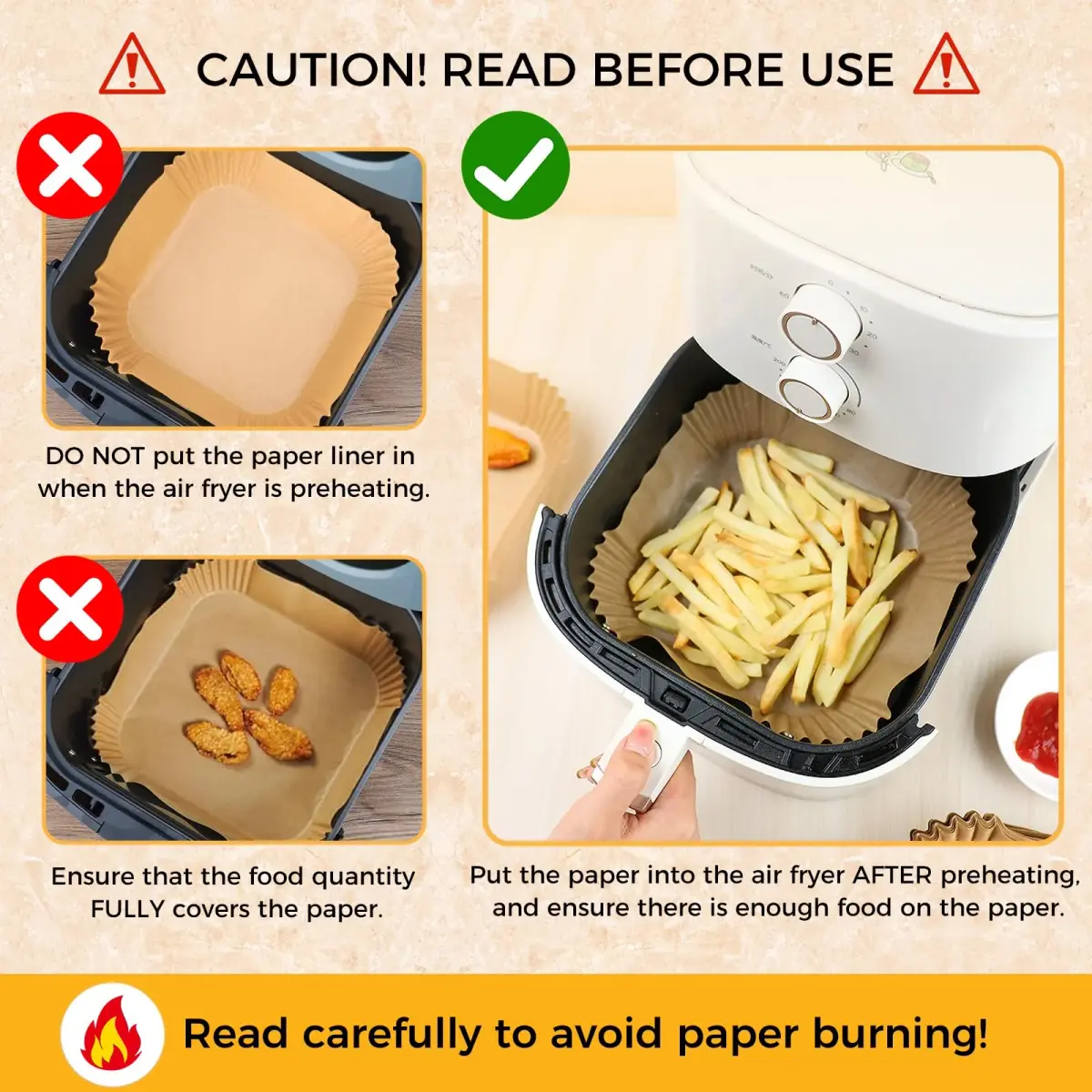 ctizne Air Fryer Liners Disposable, 100Pcs Parchment Paper 4.7" Square | Food Grade Non-Stick for 1-2QT Air Fryers - view 7