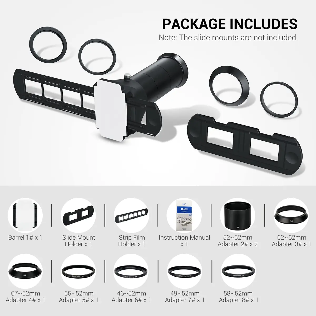 JJC 35mm Photo Slide and Negative Film Digitizing Adapter Set Ket | Convert 135 Slides & Negatives to Digital Files - view 5