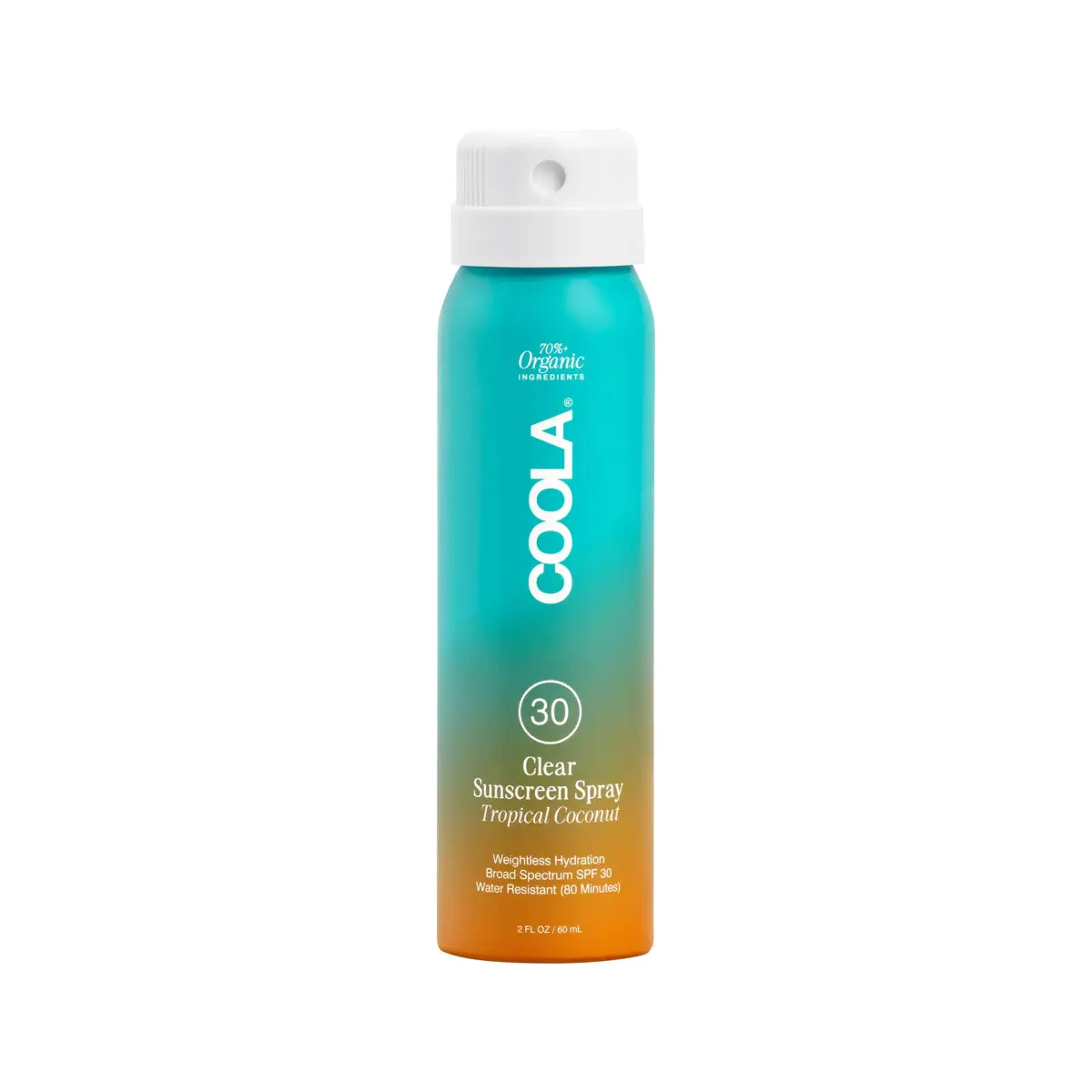 COOLA Clear Sunscreen Spray SPF 30 Tropical Coconut Scented 59ml (2 fl oz) | Reef Compliant, Water Resistant 80 Min - main product image