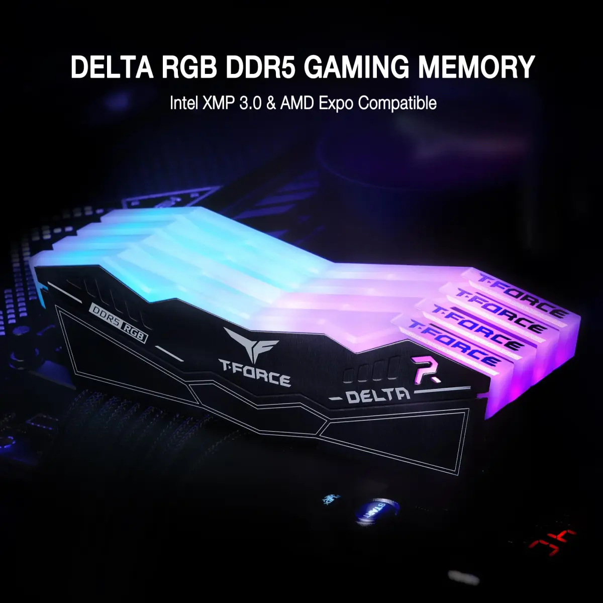 TEAMGROUP T-Force Delta RGB DDR5 32GB (2x16GB) 6000MHz CL38 Black Desktop Memory Module Ram - view 2