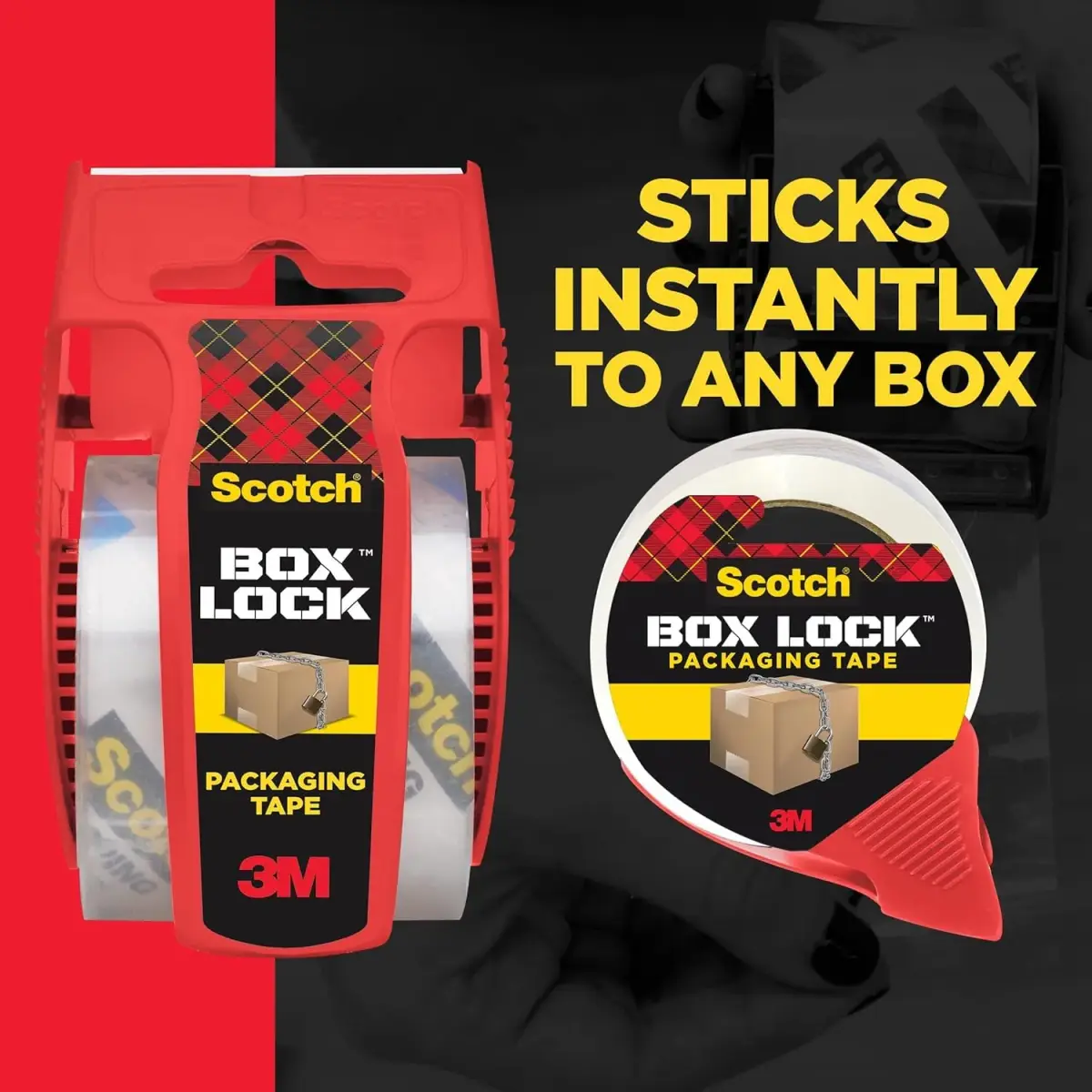 Scotch Box Lock Extreme Grip Packaging Tape with Dispenser, 2 Rolls, Clear Heavy Duty Shipping Tape 1.88 inch x 800 inch | Sticks Instantly to Any Box - view 7