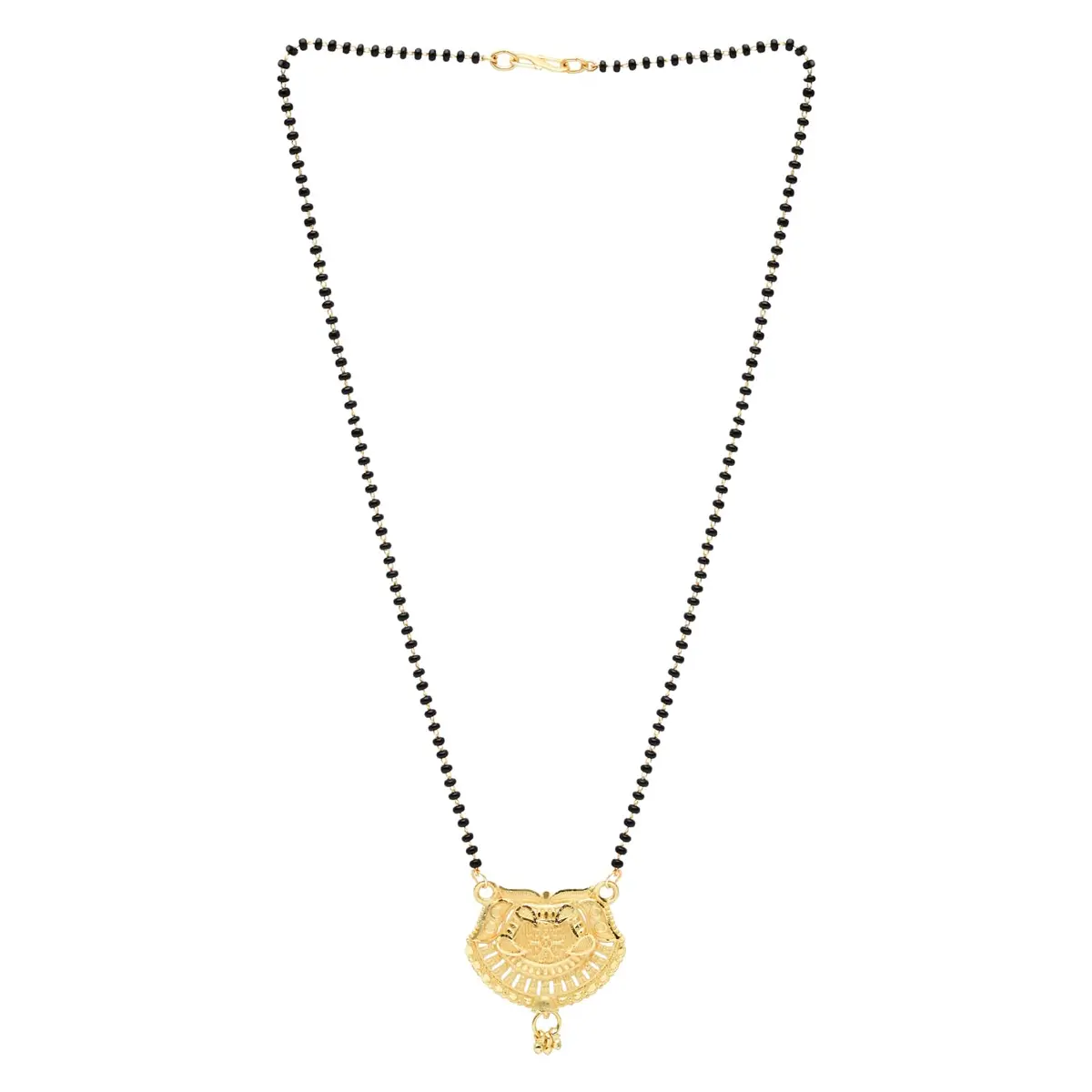 I Jewels Gold Plated Indian Wedding Bollywood Single Line Pendant with Black Bead Chain Mangalsutra for Women (D120) | Traditional & Modern Style - view 3