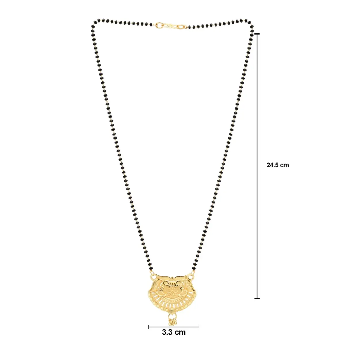 I Jewels Gold Plated Indian Wedding Bollywood Single Line Pendant with Black Bead Chain Mangalsutra for Women (D120) | Traditional & Modern Style - view 4