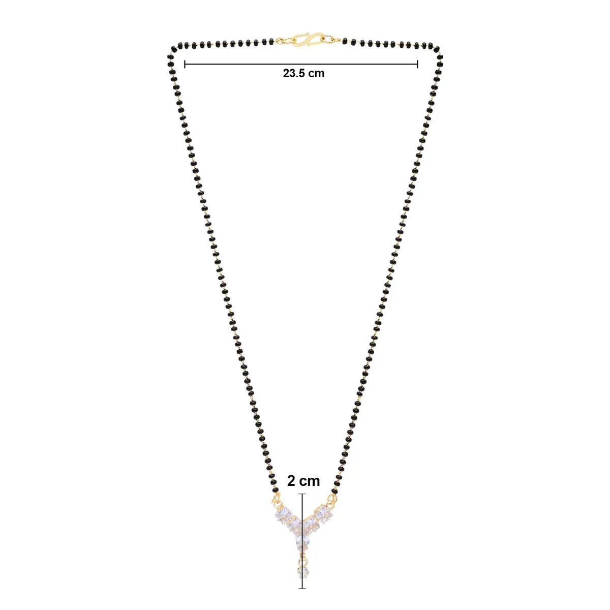 I Jewels Gold Plated CZ Diamond Pendant Black Bead Long Chain Mangalsutra for Women (D117) | Traditional Indian Wedding Jewelry - view 4