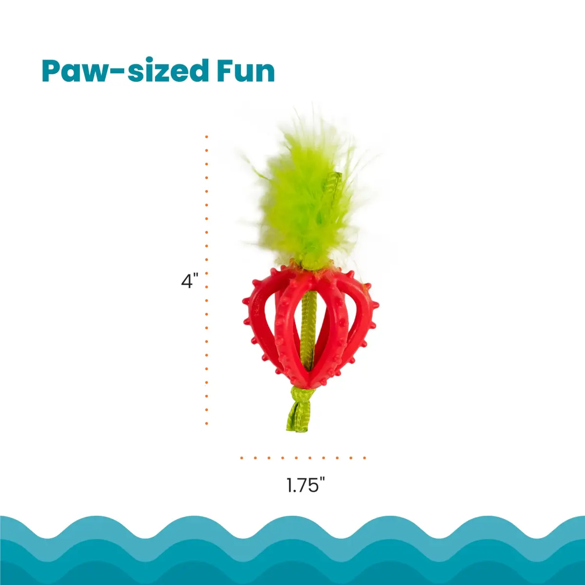 Catstages Dental Strawberry Teether Cat Chew Toy with Catnip, 4" | Helps Keep Teeth Clean - view 5