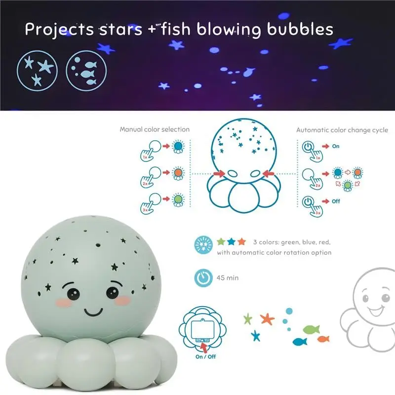 Cloud b Twinkles to Go Octo Pastel Green | Portable Night Sky Projector for Bedroom & Travel - view 8