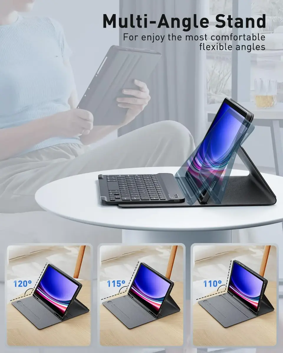 TUNKARMOR Detachable Keyboard Case with Mouse for Samsung Galaxy Tab S10+/S9 FE+/S9+/S8+/S7 FE/S7+ 12.4-inch | 360° Protection & S Pen Holder - view 4