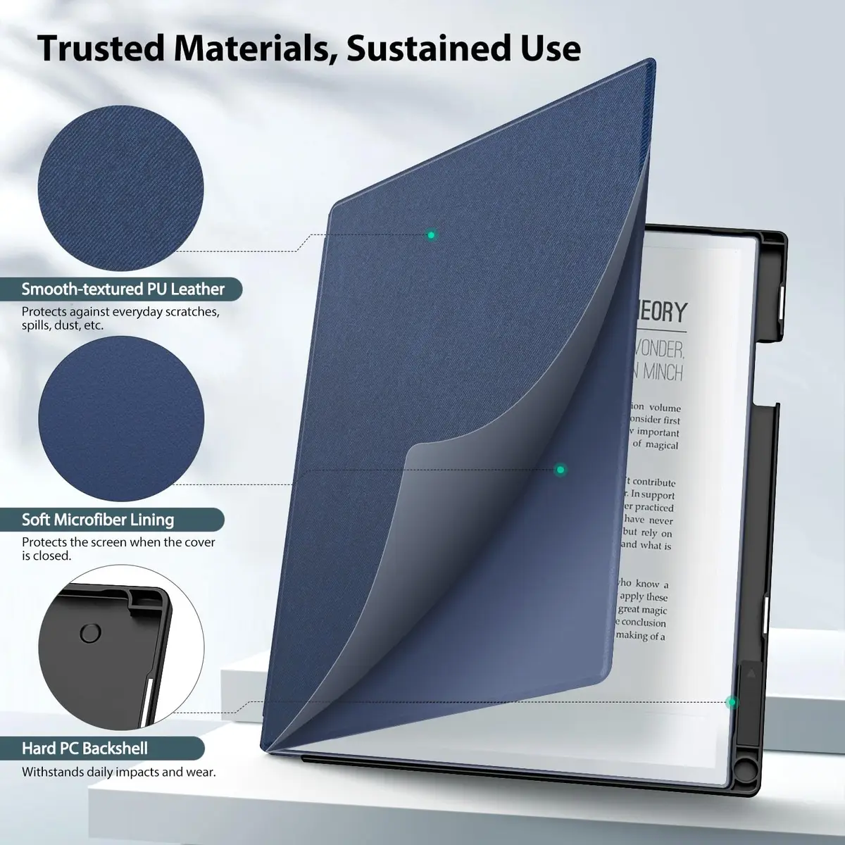 TiMOVO Case for Remarkable 2 10.3" (26.16 cm) Dark Blue Folio with Pen Slot | Protective Hard Back Shell - view 2