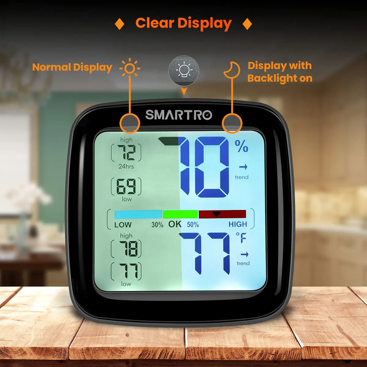 SMARTRO SC42 Digital Hygrometer Indoor Room Thermometer | High Precision Temperature & Humidity Monitor - view 2