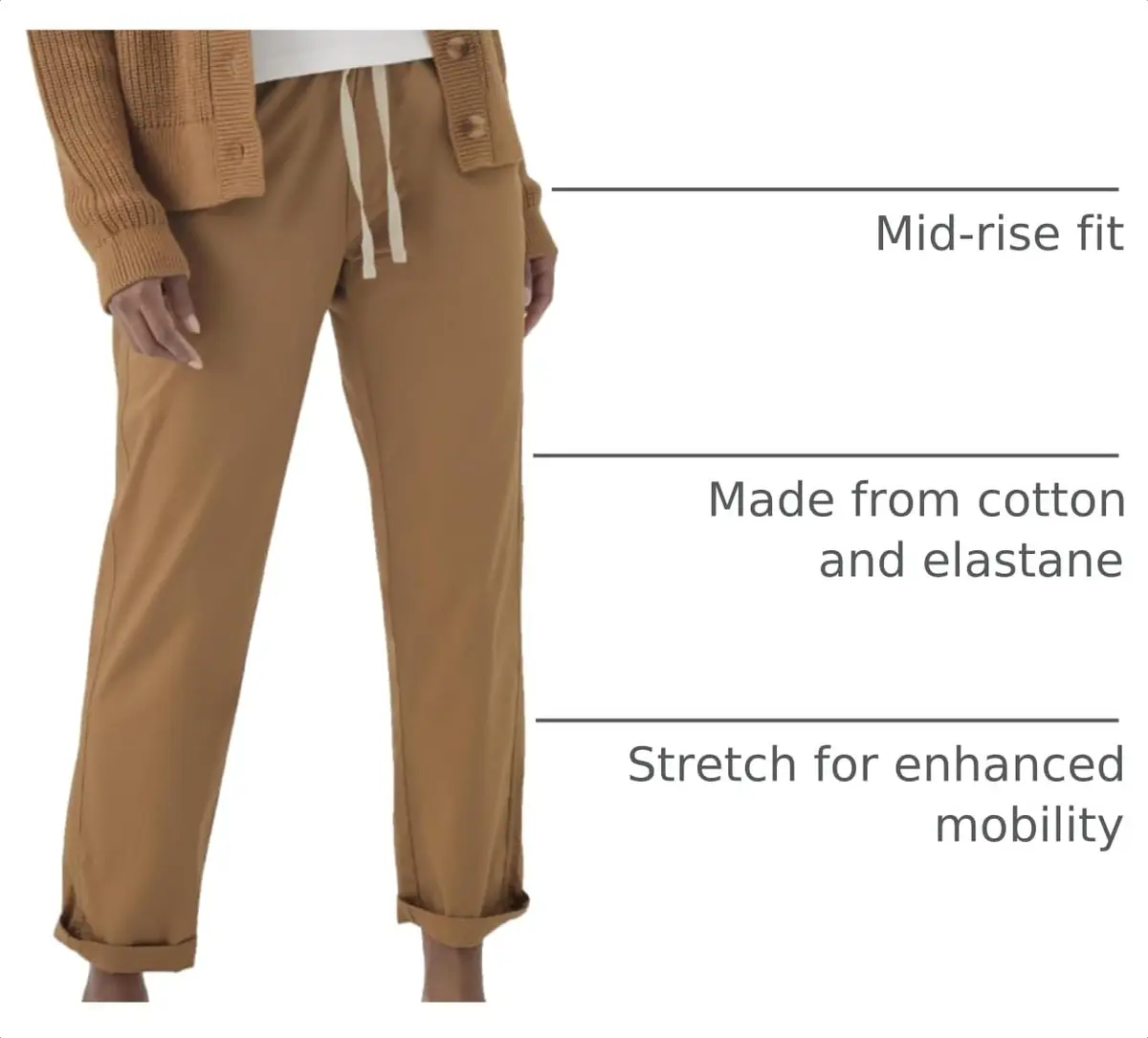 Pact Organic Cotton Women's Daily Pants Camel | Breathable, Stretch & Versatile (70-120 chars) - view 4