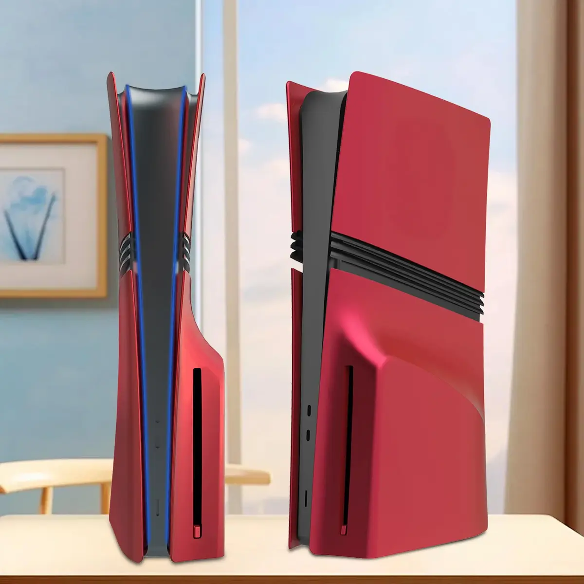 MIKNEKE Red PS5 Pro Disc Edition Console Faceplates | 39.1cm x 21.6cm (15.4in x 8.5in) - view 8