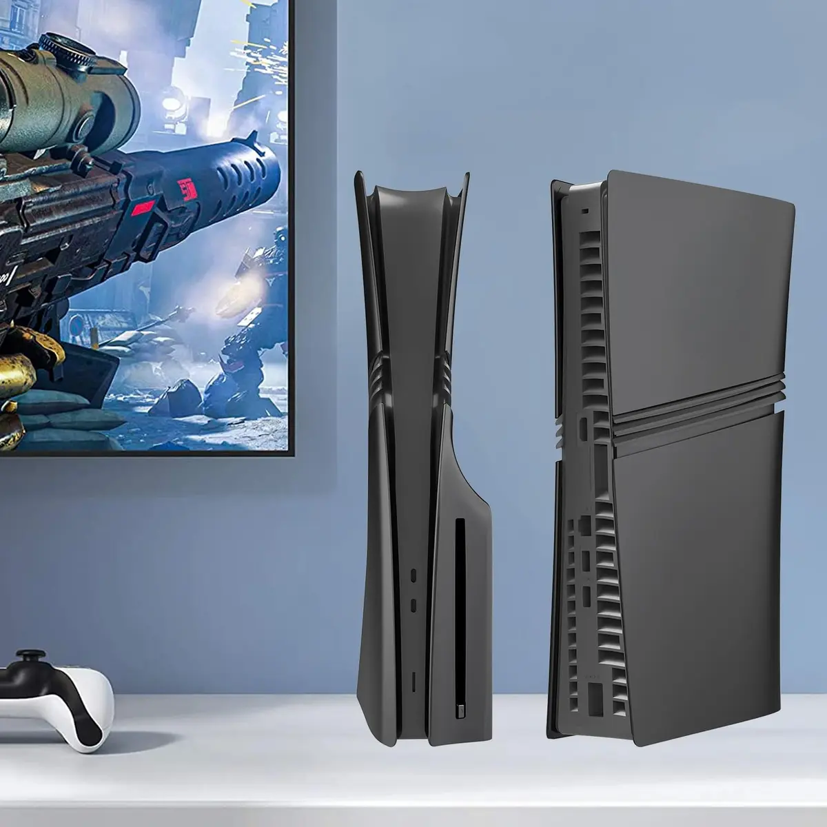 MIKNEKE Black Matte Faceplates for PS5 Pro Disc Edition | Replacement Side Shell Panels - view 5