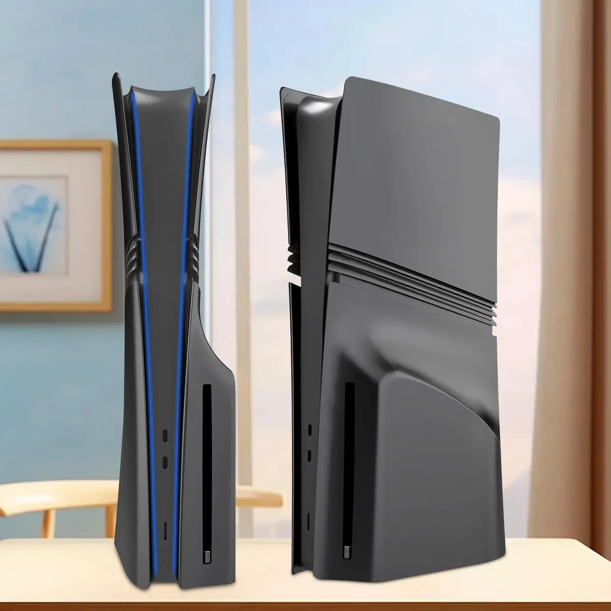 MIKNEKE Black Matte Faceplates for PS5 Pro Disc Edition | Replacement Side Shell Panels - view 7