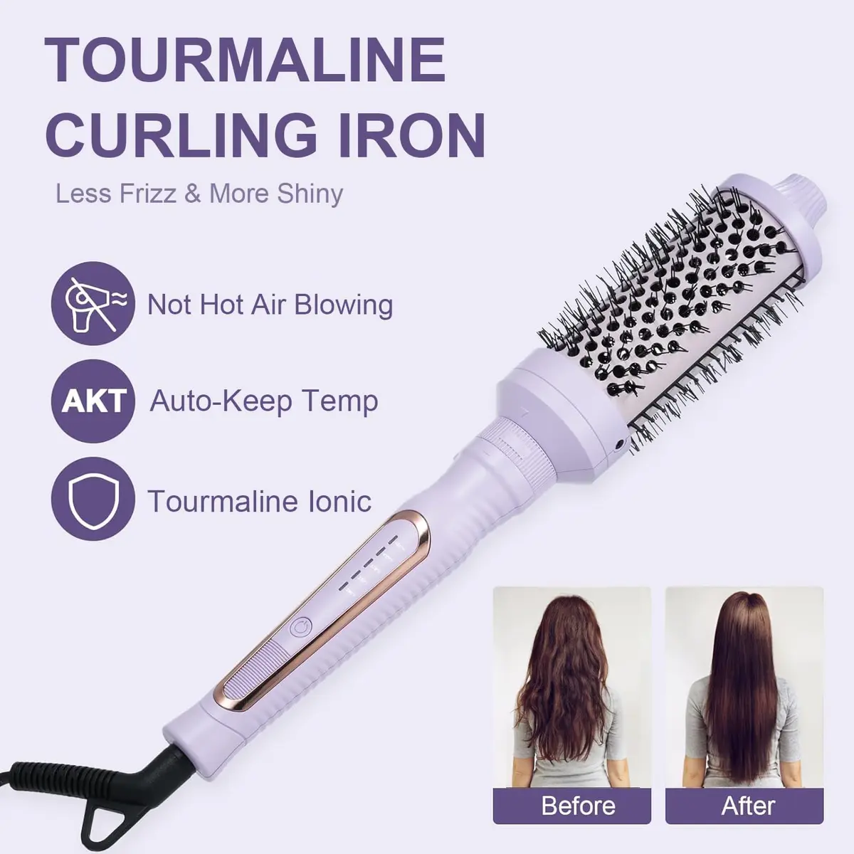 Sonew Heated Round Brush Set 1.25"/1.5"/1.75" | 3 Sizes for All Hair Types, 290-450°F, Dual Voltage, Lilac - view 5