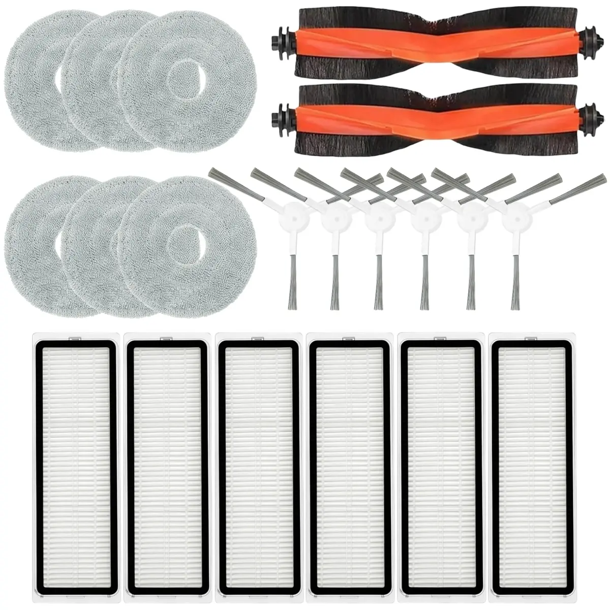 sonecesiya Accessories Kit for Xiaomi S20 Plus / S20+ Robot Vacuum Cleaner | 2 Main Brushes, 6 Filters, Mop Pads - main product image