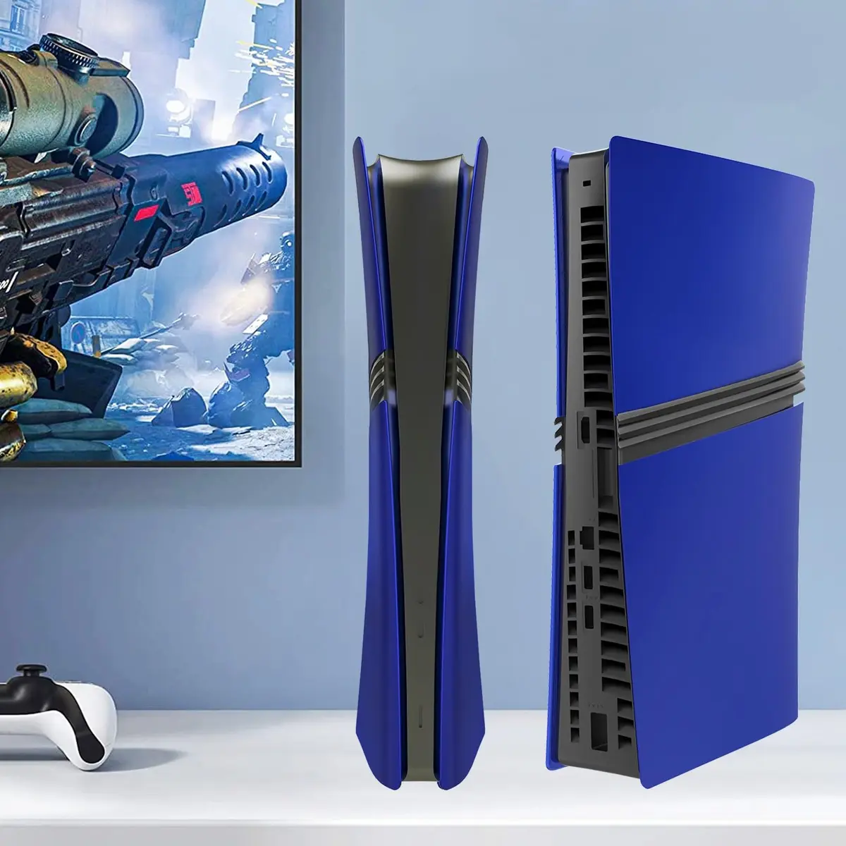MIKNEKE Cover Plates for PS5 Pro Digital Edition Blue | Matte Faceplates Compatible with PlayStation 5 Pro Console (15.2 in x 10.2 in) - view 7