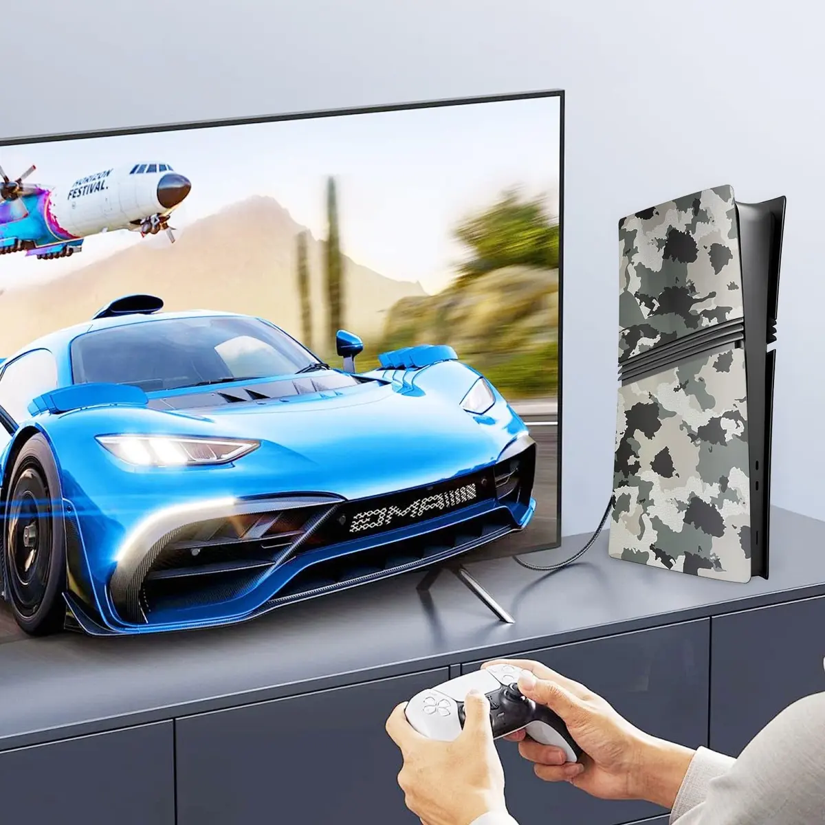 MIKNEKE Cover Plates for PS5 Pro Digital Edition Matte FacePlates Accessories in Camouflage | Durable ABS Shell for Console Protection - view 6