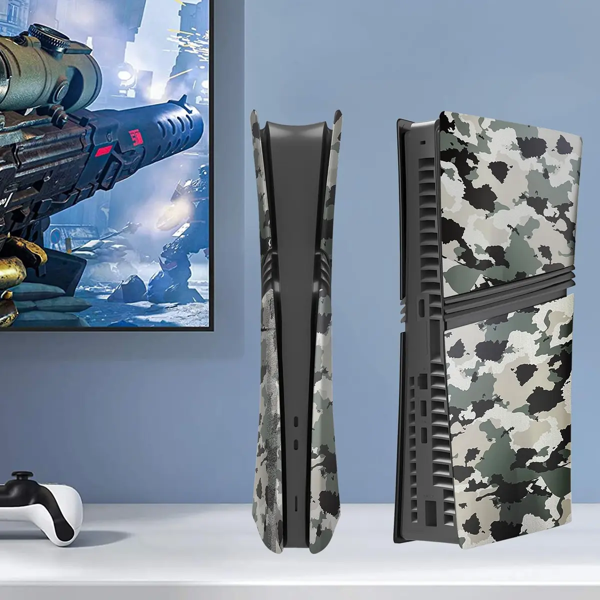 MIKNEKE Cover Plates for PS5 Pro Digital Edition Matte FacePlates Accessories in Camouflage | Durable ABS Shell for Console Protection - view 7