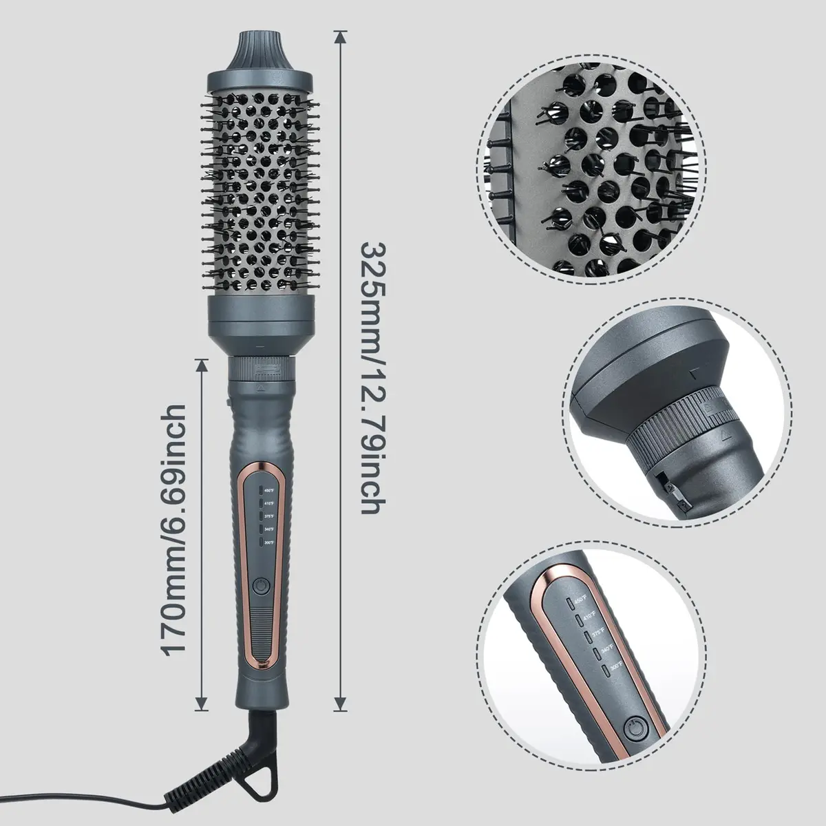 Sonew Heated Round Brush, 1.25"/1.5"/1.75" | Ionic Tech, Dual Voltage, Smooths Frizz & Adds Volume - view 7