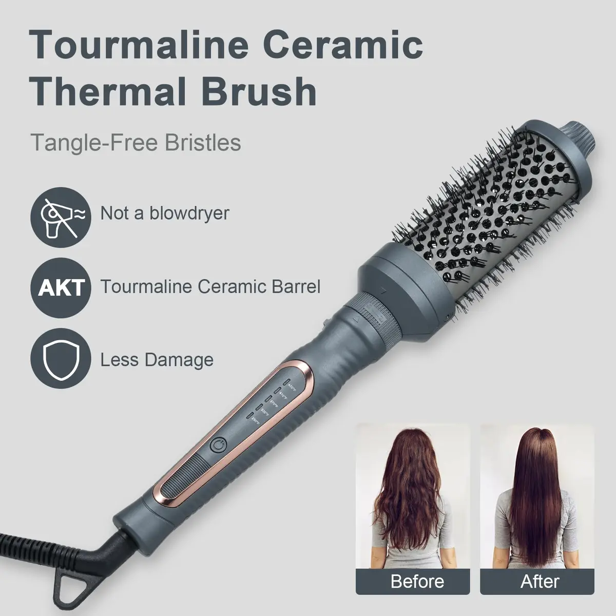 Sonew Heated Round Brush, 1.25"/1.5"/1.75" | Ionic Tech, Dual Voltage, Smooths Frizz & Adds Volume - view 4