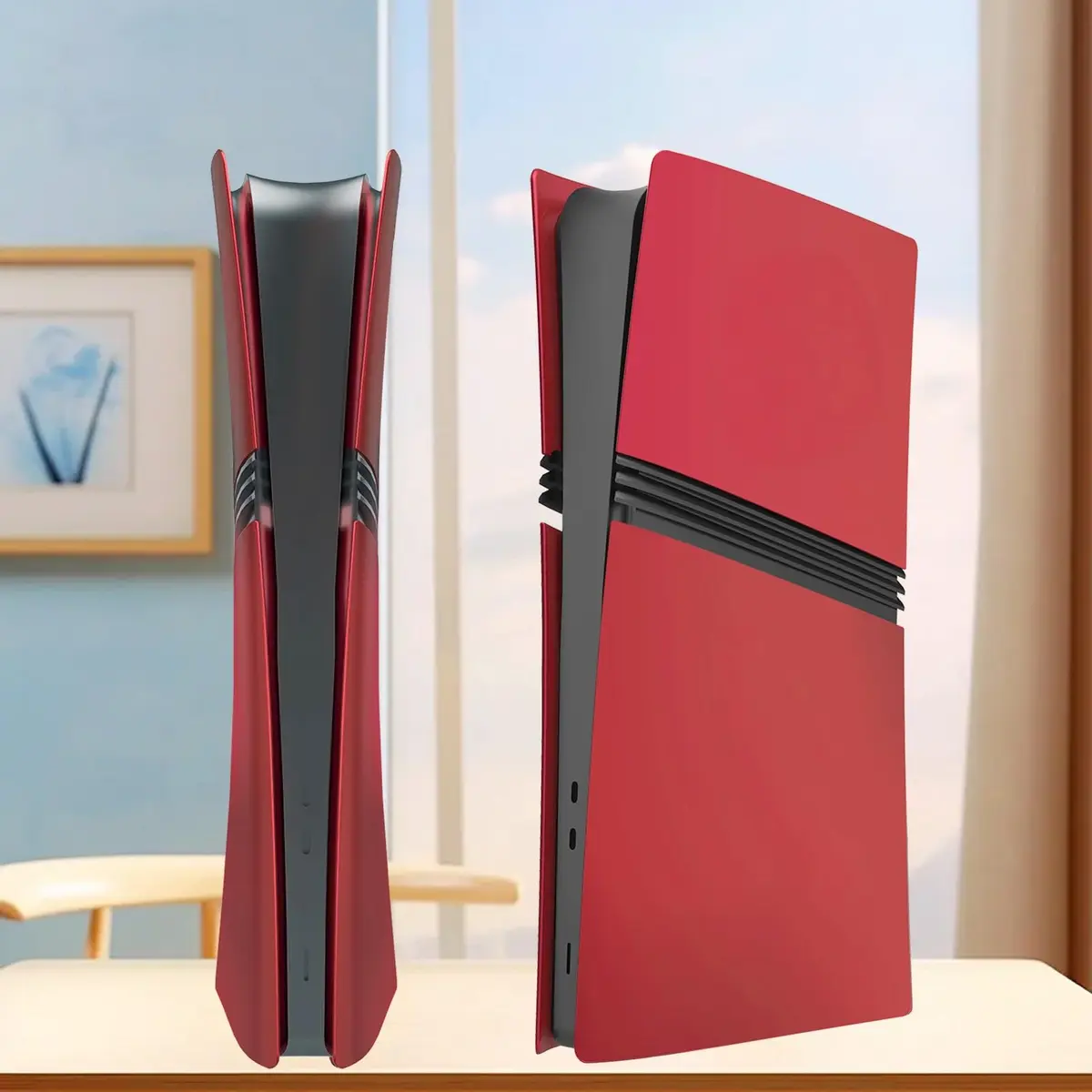 MIKNEKE Cover Plates for PS5 Pro Digital Edition Matte Faceplates in Red | Compatible with PlayStation 5 Pro Console (15.2*10.2 in) - view 7