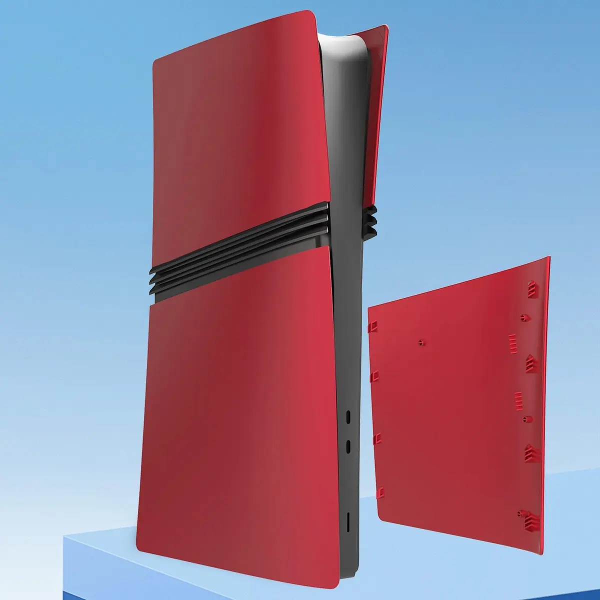MIKNEKE Cover Plates for PS5 Pro Digital Edition Matte Faceplates in Red | Compatible with PlayStation 5 Pro Console (15.2*10.2 in) - view 3