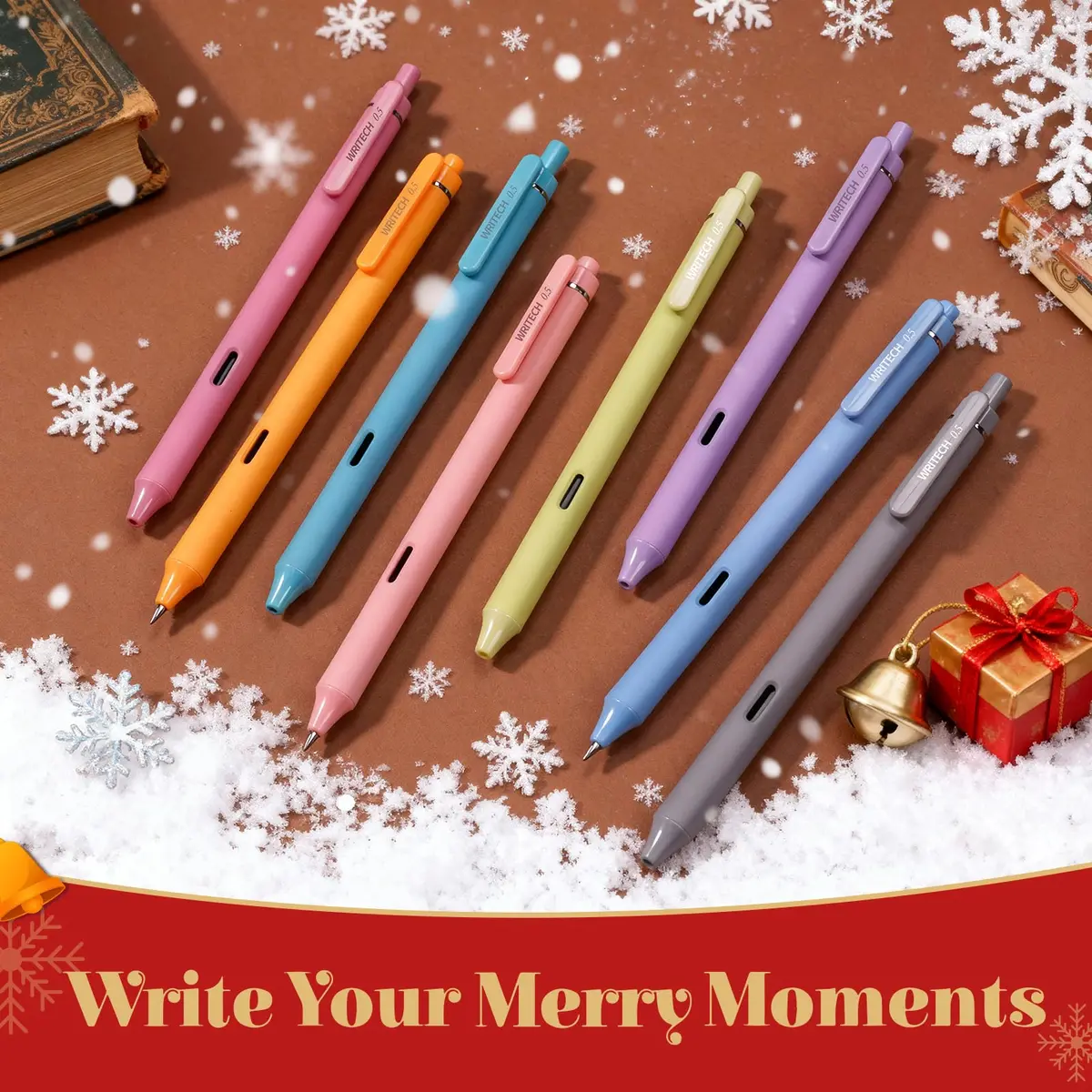 WRITECH Vintage Multicolor Gel Pens 8 Count (0.5mm Fine Point) | Smooth Writing & Quick Dry - view 2