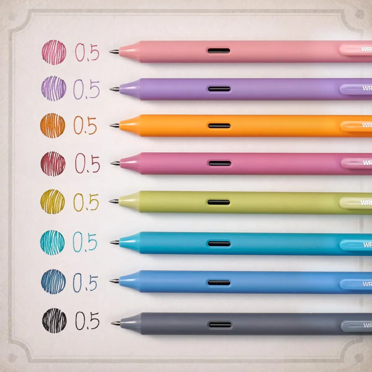 WRITECH Vintage Multicolor Gel Pens 8 Count (0.5mm Fine Point) | Smooth Writing & Quick Dry - view 3