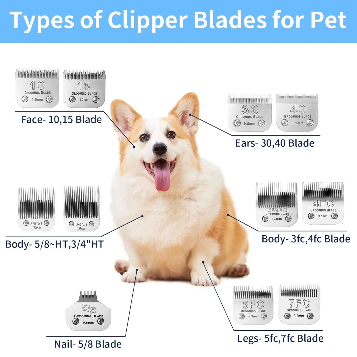 MEMIRY Size 10 Detachable Dog Grooming Blades 1.5mm (1/16") | Compatible with Andis, Oster A5, Wahl KM10 Clippers - view 6