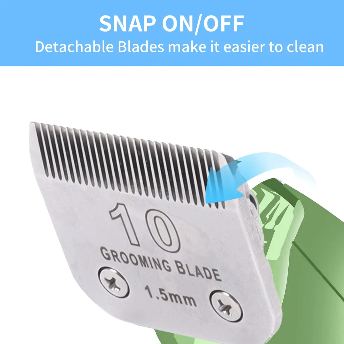 MEMIRY Size 10 Detachable Dog Grooming Blades 1.5mm (1/16") | Compatible with Andis, Oster A5, Wahl KM10 Clippers - view 2
