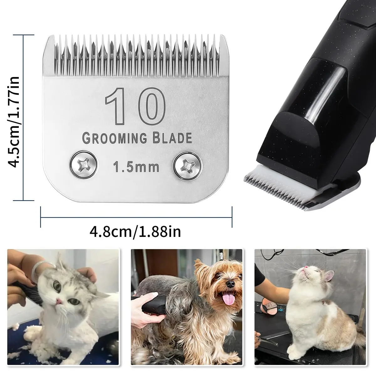 MEMIRY Size 10 Detachable Dog Grooming Blades 1.5mm (1/16") | Compatible with Andis, Oster A5, Wahl KM10 Clippers - view 4