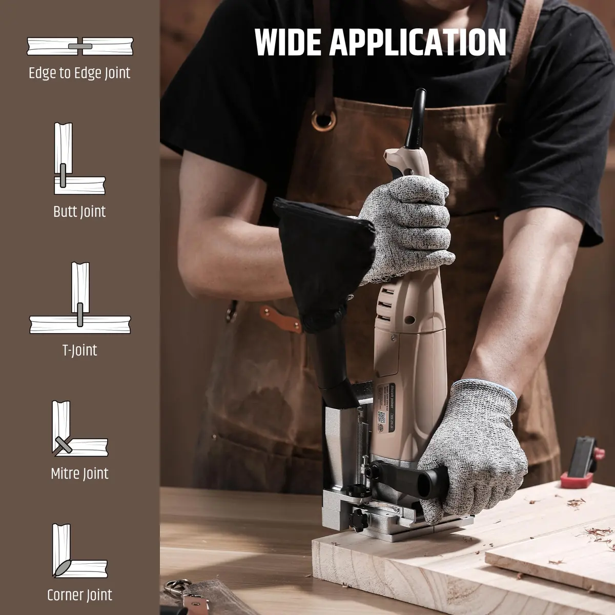 WOODSTARTER Biscuit Joiner Tool, 8.5 Amp 12000 RPM, Adjustable Angle & Depth, Dust Bag & 100 Biscuits | Wood Joinery & Furniture - view 7