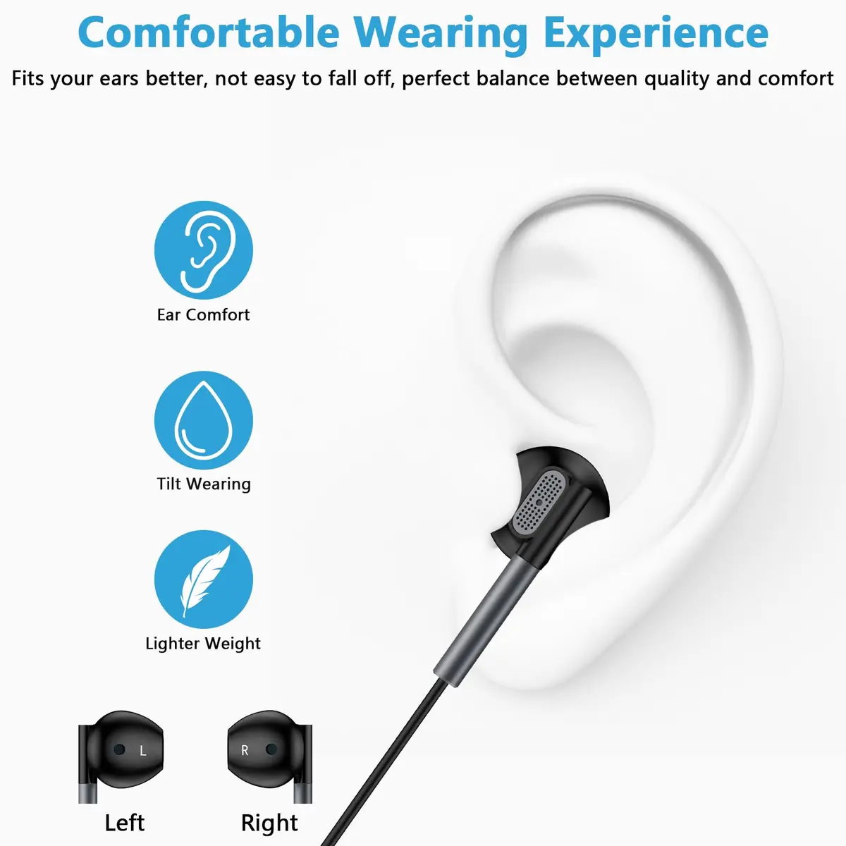 iHoto USB C Wired Earbuds for Samsung Galaxy A17 A16 5G | Hi-Fi Sound & Ergonomic Fit - view 4