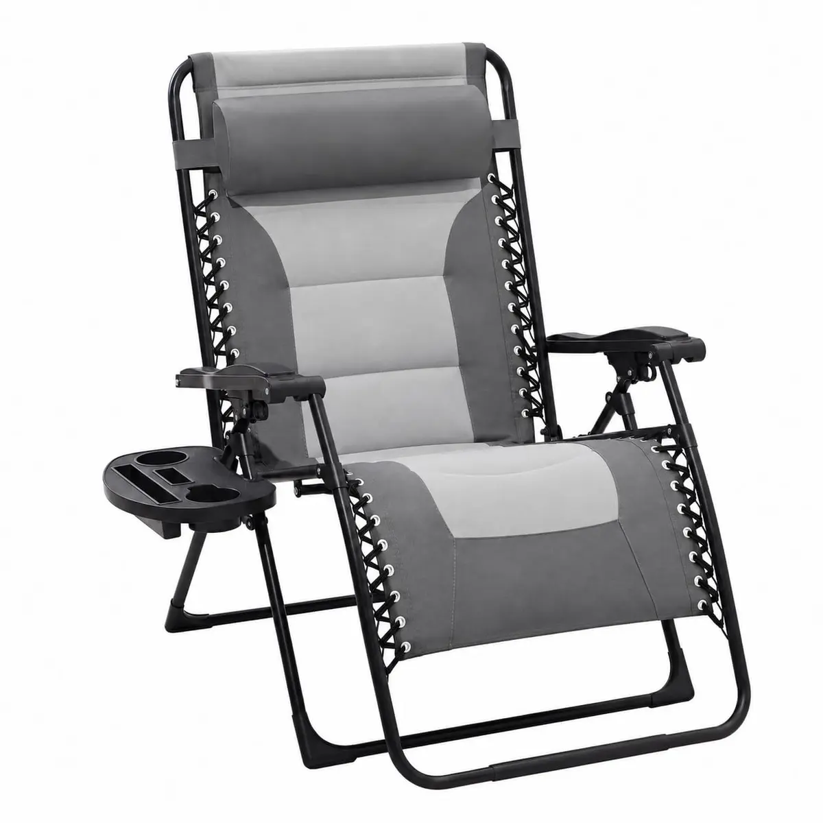 JEAREY Zero Gravity Chair, Oversized Padded Recliner - Grey/Light Grey | 29" Wide, 400 lb Capacity, Lock Recline, Foldable - main product image