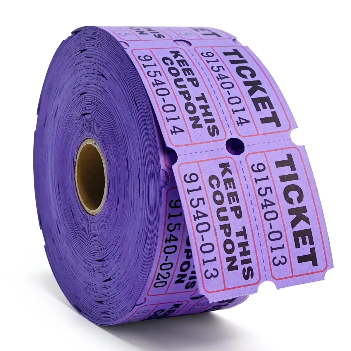 L LIKED Purple Raffle Tickets 2" x 2", Double Roll, 1000 Pairs/Roll | Consecutively Numbered for Events - main product image