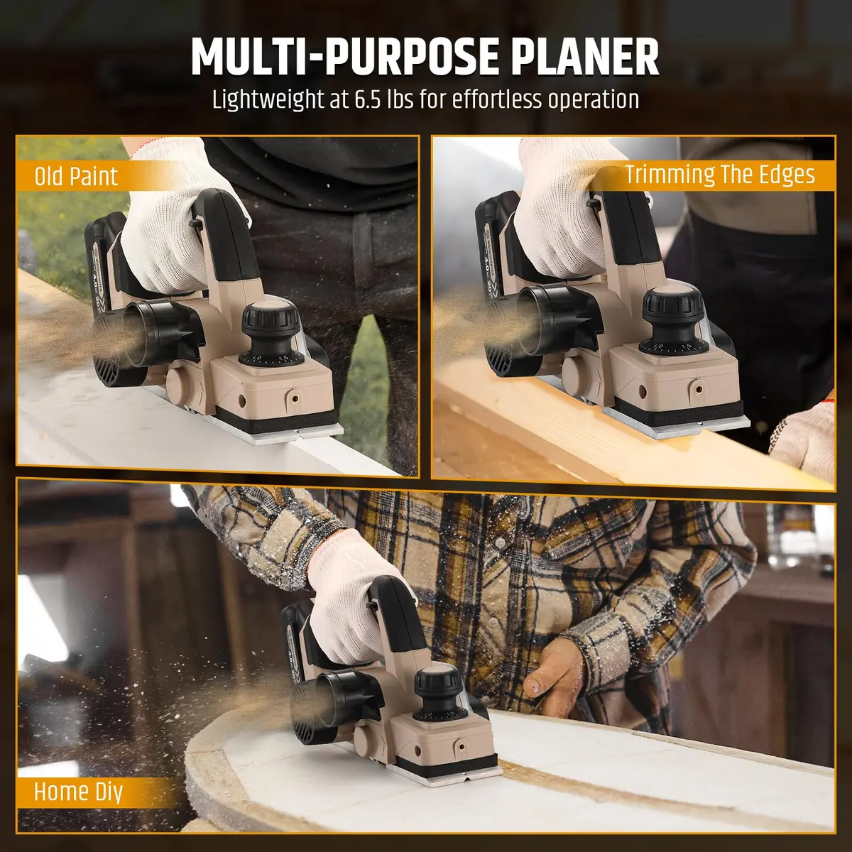 WOODSTARTER Cordless Electric Hand Planer 20V 3-1/4 Inch | Brushless Motor, Battery & Charger Included - view 6