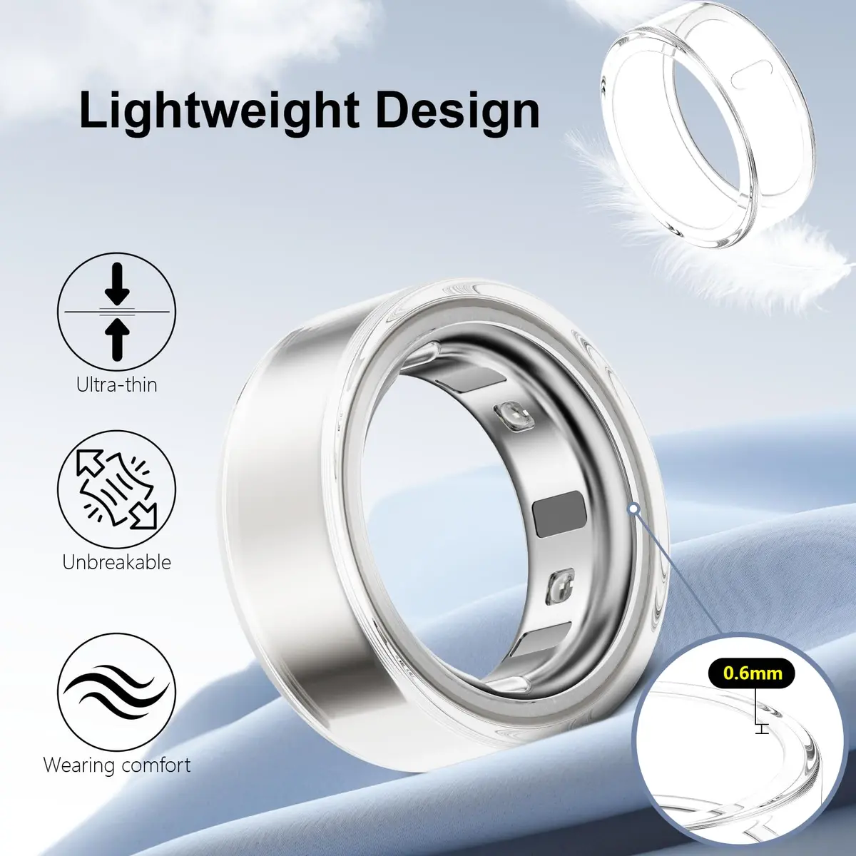 Hexasider Ring Cover Size 7 | Ultra-Thin TPU Compatible with Oura Ring 4/3 (0.6mm, Clear) - view 5