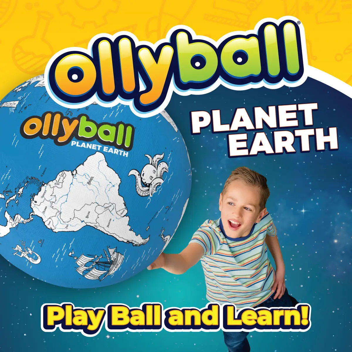 Ollyball Planet Earth Ultimate Indoor Play Ball, Colorful Ball, Suitable for Indoor and Outdoor Use Educational Toy - view 3