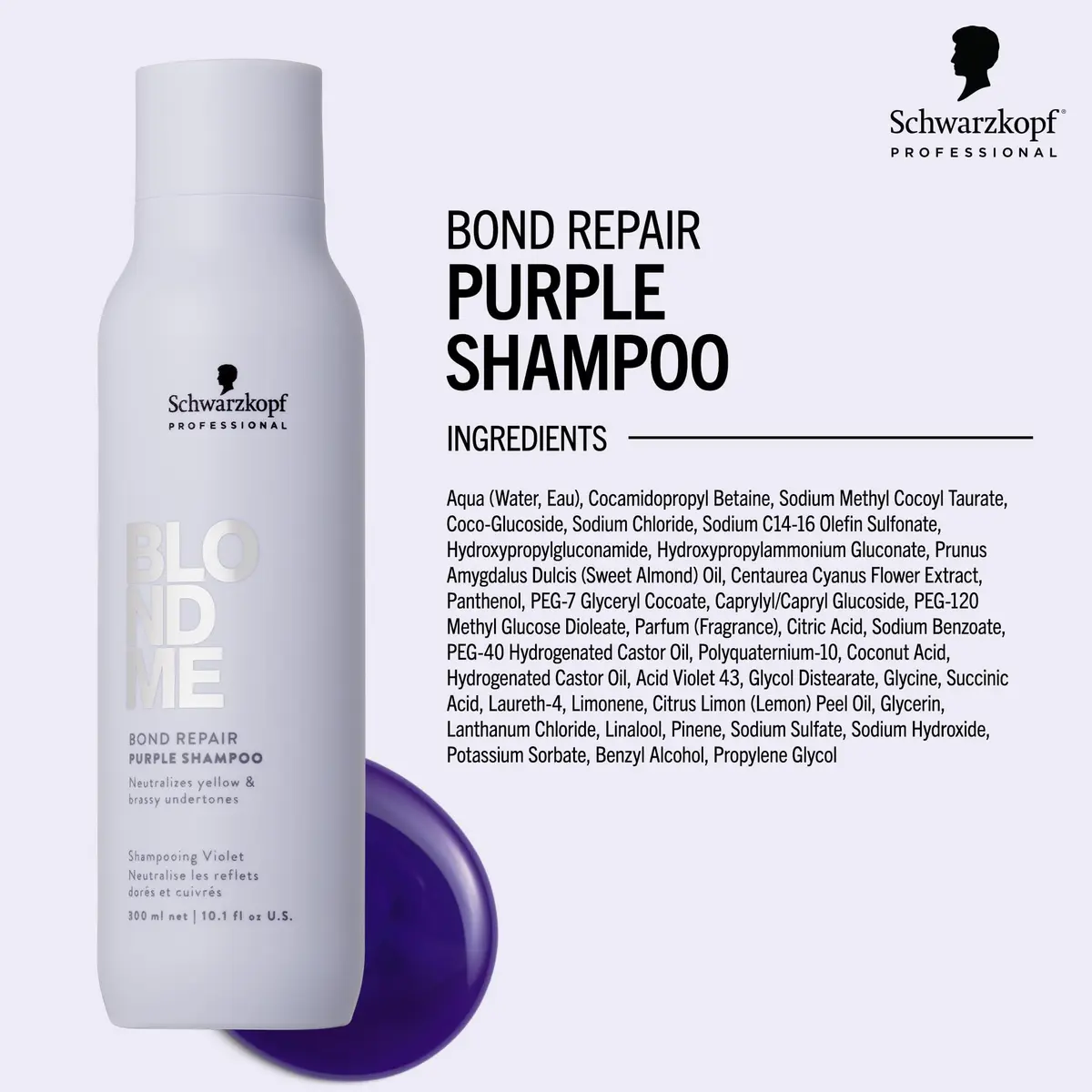 BlondMe Bond Repair Purple Shampoo 33.8 Fl Oz | Neutralizes Yellow & Brassy Tones, Strengthens & Repairs Blonde Hair - view 3
