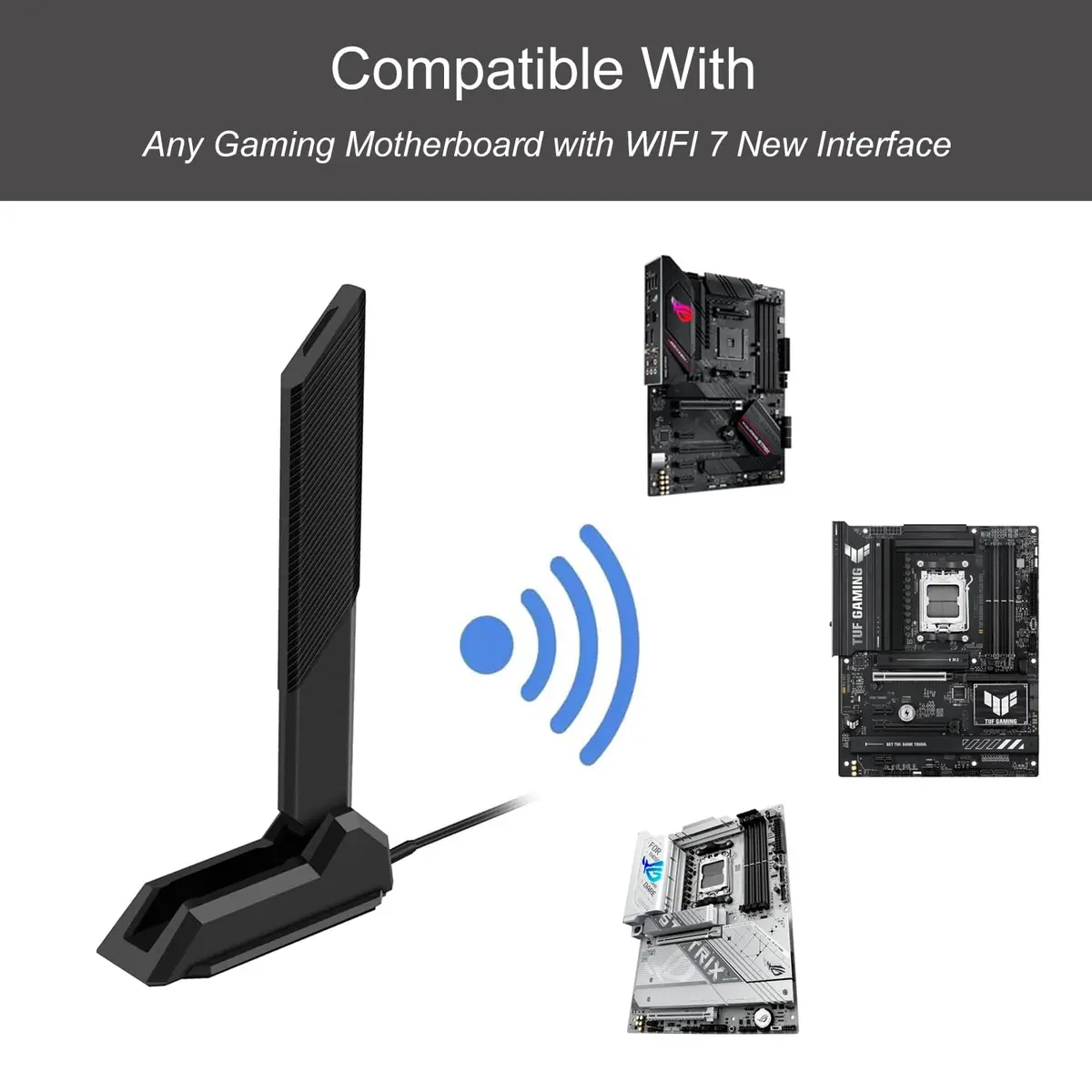 slinkdsco WiFi 7 Gaming Motherboard Magnetic Base Antenna with EZ-Plug Connector (NOT RP-SMA) for ASUS ROG Series | High-Speed Wireless - view 5