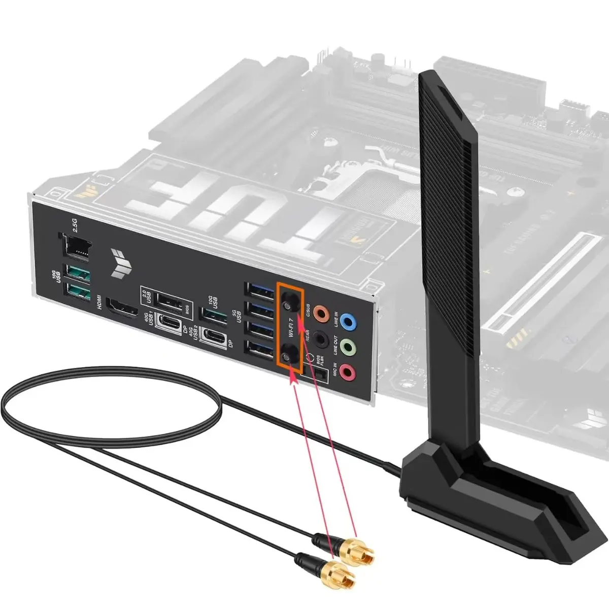 slinkdsco WiFi 7 Gaming Motherboard Magnetic Base Antenna with EZ-Plug Connector (NOT RP-SMA) for ASUS ROG Series | High-Speed Wireless - view 7