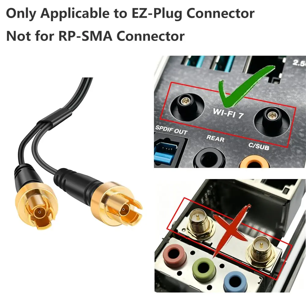 slinkdsco WiFi 7 Gaming Motherboard Magnetic Base Antenna with EZ-Plug Connector (NOT RP-SMA) for ASUS ROG Series | High-Speed Wireless - view 2
