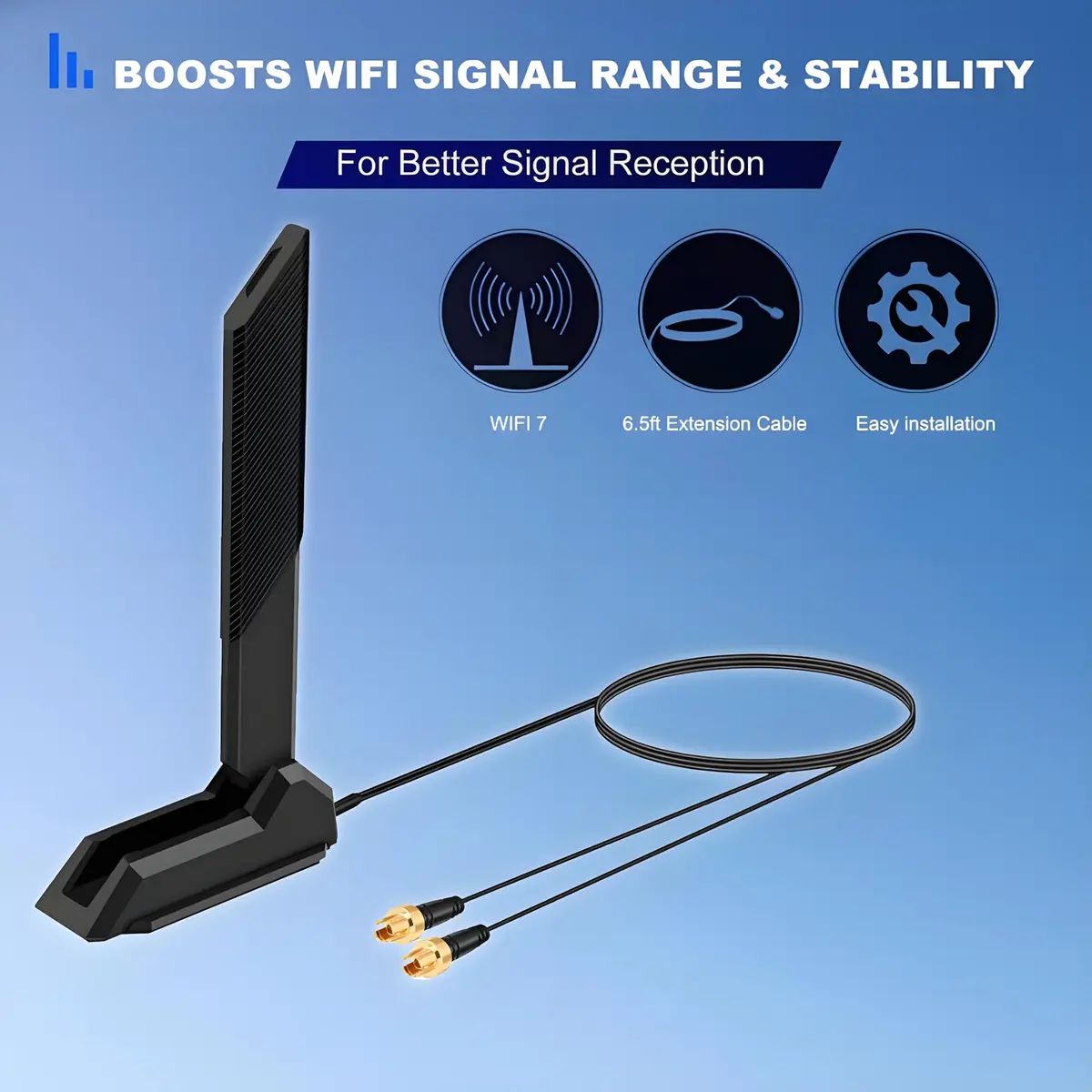 slinkdsco WiFi 7 Gaming Motherboard Magnetic Base Antenna with EZ-Plug Connector (NOT RP-SMA) for ASUS ROG Series | High-Speed Wireless - view 4