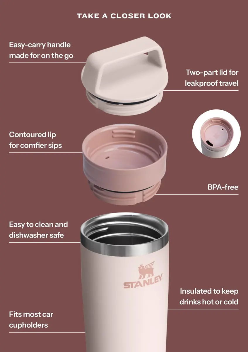 STANLEY Cafe-To-Go Travel Mug, 16 oz, Black 2.0 | Leakproof Double-Wall Insulated Coffee Mug - view 3