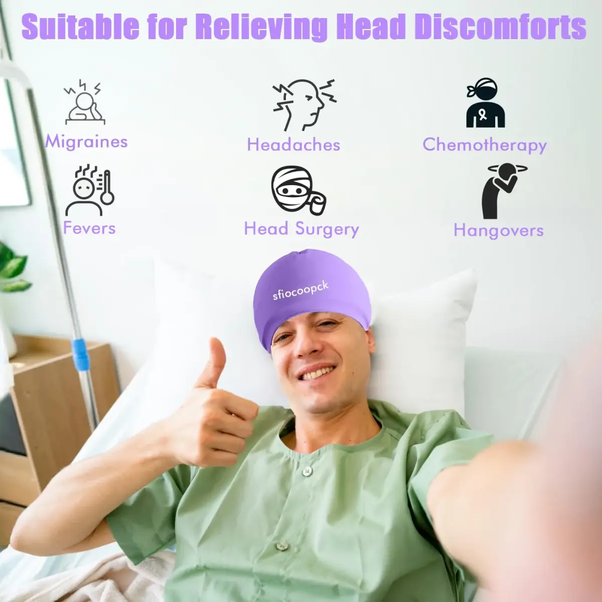 sfiocoopck Purple Chemo Cold Cap for Chemotherapy | Scalp Cooling for Hair Loss Prevention - view 3