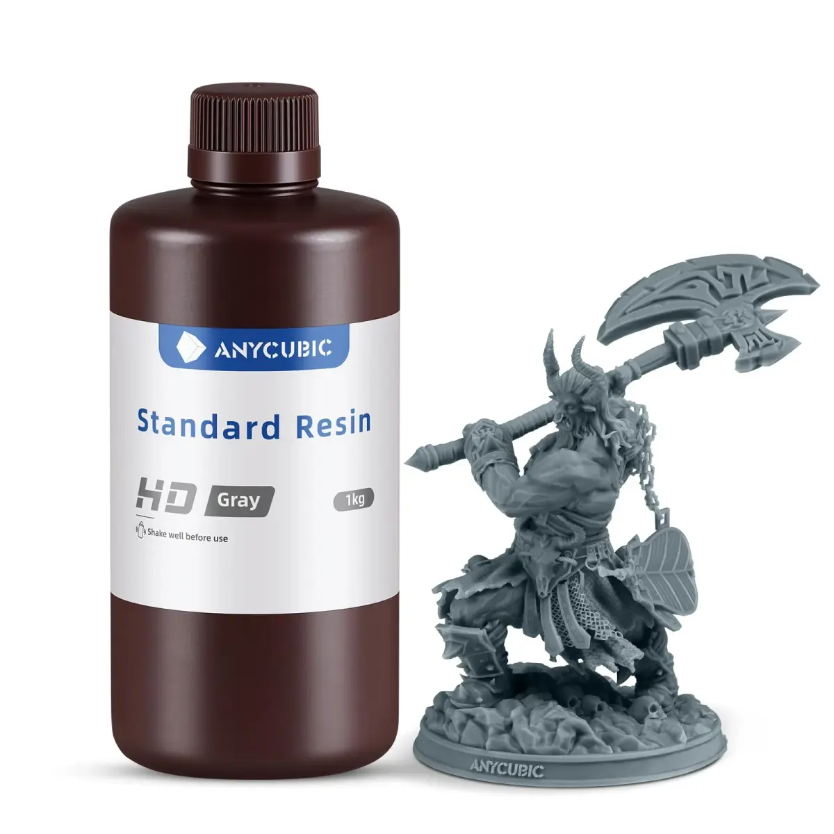 ANYCUBIC 405nm High Precision Fast Curing Photopolymer Resin 1kg (2.2 lb) HD Grey | For LCD 3D Printing - main product image
